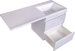 Style Line Тумба под раковину Даллас 115 Люкс Plus 2 ящика подвесная белая – фотография-8